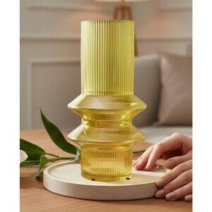 ELK Home Cenon Large Glass Vase In Translucent Yellow 11” Tall